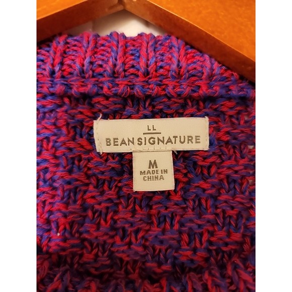 L.L. Bean Signature Women's Cotton Fisherman Pullover Sweater Bright Sapphire L - Picture 3 of 4